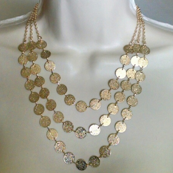 Triple Layered Coin Necklace – Ciunofor Beautiful 3 layer coin disk fashion sexy necklace